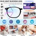 MARE AZZURO Blue Light Blocking Reading Glasses Women Cute Round Readers 1.0 1.25 1.5 1.75 2.0 2.25 2.5 2.75 3.0 3.5 4.0 (Black)