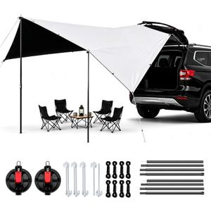 SUV Tailgate Tent, Waterproof Car Camping Awning with PU2000mm Coating, Universal Rear Hatch Canopy for SUVs, Easy Setup Vehicle Shelter for Camping, Tailgating, Beach, Road Trips