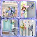 Barydat Spring Door Decorations Blue Hydrangea Wreaths Sign Flowers Spring Door Hanger Rustic Wooden Easter Welcome Hanging Wreath Decorations for Summer Front Indoor Home Porch Wall Windows