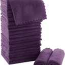 MOONQUEEN Ultra Soft Premium Washcloths Set - 12 x 12 inches - 24 Pack - Quick Drying - Highly Absorbent Coral Velvet Bathroom Wash Clothes - Use as Bath, Spa, Facial, Fingertip Towel (Plum)