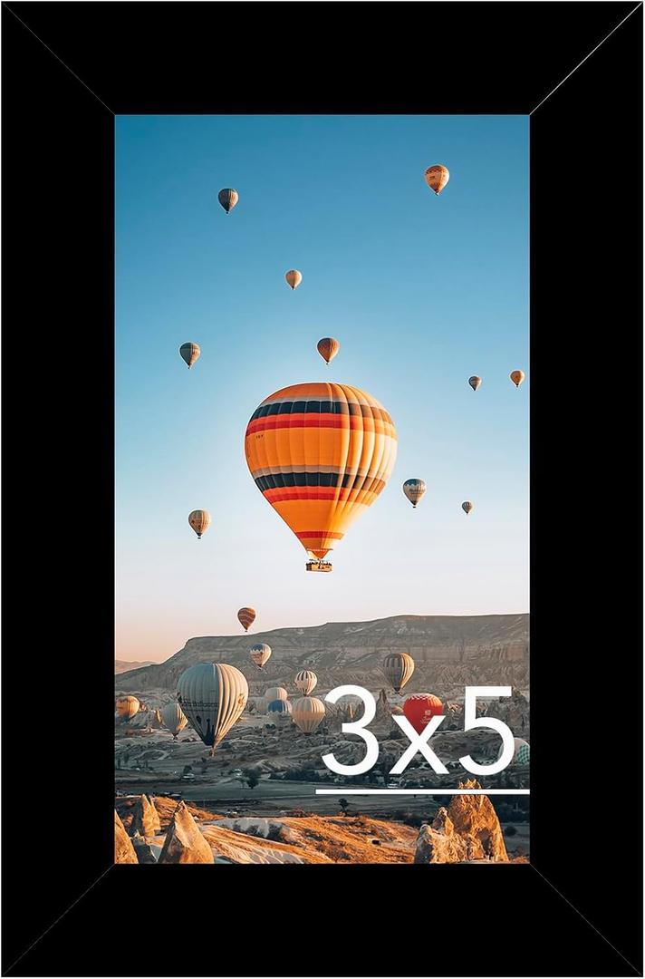 3x5 Picture Frame Black for Tabletop, 3 x 5 Photo Frame with Shatter Resistant Plexiglass, Sturdy 3 by 5 Poster Frame, Black