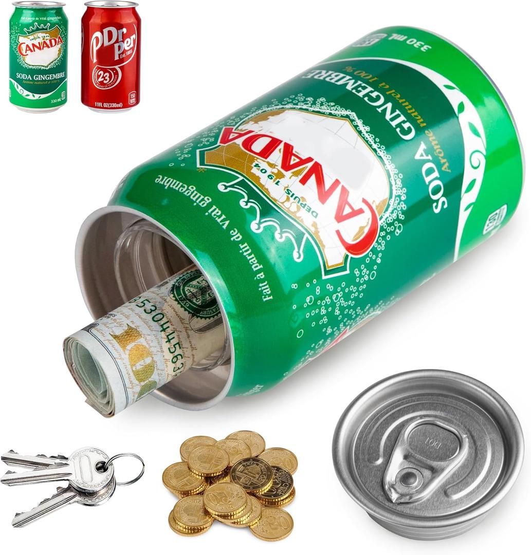 Bargifts Fake Can Diversion Safes Hidden Safe Soda Pop Can, Secret Storage for Money, Jewelry, Valuables - Green