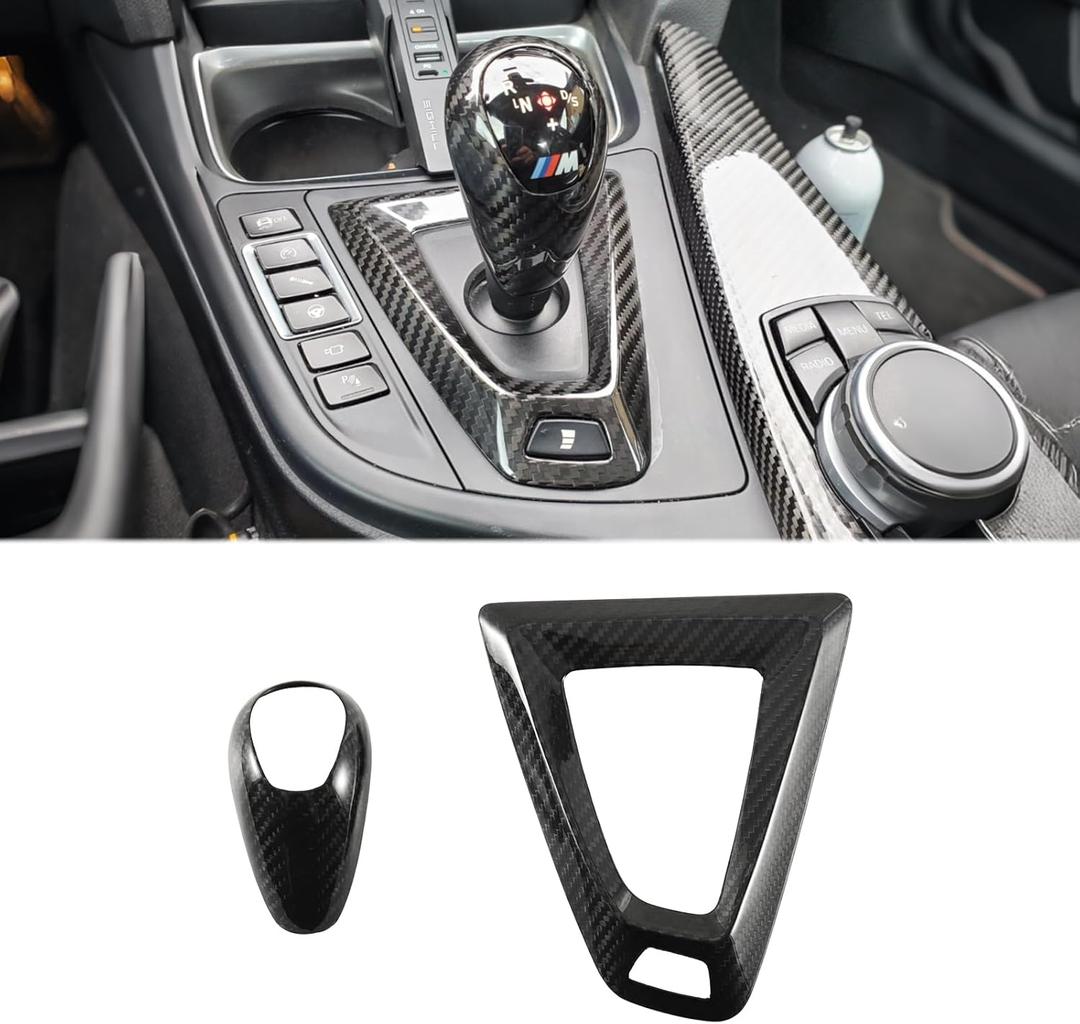 Real Carbon Fiber Gear Shift Knob Cover Compatible with BMW F80 M3 2015-2018, F82 F83 M4 2015-2020