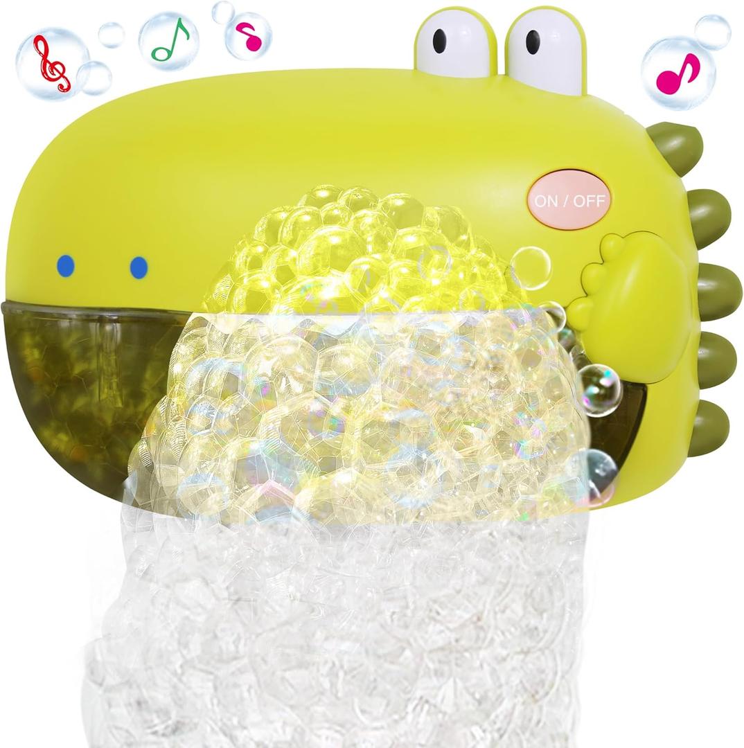 Grechi Dinosaur Bath Toys, Baby Bath Toys for The Baby Bathtub,Toddler Automatic Bubble Machine, Plays 12 Childrens Songs, Makes Great for Toddlers Age 2 3 Year Old Girl Boy (Cyan)
