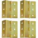 QCAA Heavy Duty 3 Fold Retro Chest Hinge, Half Surface for Chest, Cabinet, Furniture, 3" x 1.8mm, Brass Plated, Made in Taiwan, 8 Pack