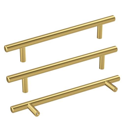 Haidms 20 Pack Gold Cabinet Handles 5 Inch Hole Center Drawer Pulls Stainless Steel Cabinet Hardware for Kitchen and Bathroom