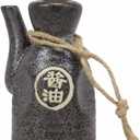 Happy Sales, Japanese Style Earthenware Ceramic Oil Dispenser Ponzu Vinegar Dispenser Shoyu Soy Sauce Dispenser With Cork Stopper, 7 fl oz (MetalicGrey)