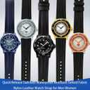 Nylon Leather Watch Band Quick Release Waterproof Resistant Oxford Fabric Durable Hybrid Premium Nylon Fiber Genuine Leather Universal Replacement Strap 18mm 19mm 20mm 21mm 22mm for Men Women