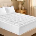 OLANLY Queen Quilted Fitted Mattress Pad, Elastic Fitted Mattress Topper, Cooling Soft Mattress Cover Stretches up to 21 Inches Deep, Machine Washable Mattress Protector (60x80 inch, White)