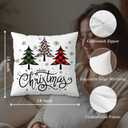 Merry Christmas Tree Pillow Covers 18x18, Winter Home Decor, Red and Green Plaid Leopard Xmas Tree Snowflake Decorative Pillow Covers for Couch Sofa Bedroom Living Room Home (Style02)
