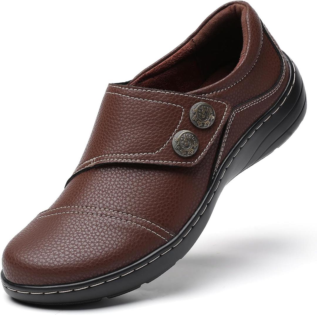 Women's Penny Loafers & Slip-ons Shoes Ladies Business Dressy Casual Flats Leather Driving Moccasins Comfortable Work Walking Shoes (6, Brown)