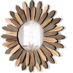Honiway Boho Wall Decor 21 inch Wall Mirror Rustic Wood Decorative Mirror for Room Decor Rustic Home Decor Farmhouse Wall Decor at Living Room Bedroom Bathroom Hallway Trilcolor Honiway Boho Wall Decor 21 inch Wall Mirror Rustic Wood Decorative Mirror for Room Decor Rustic Home Decor Farmhouse Wall Decor at Living Room Bedroom Bathroom Hallway Trilcolor