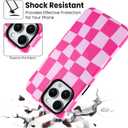 SOKAD Magnetic Checkered Phone Case for iPhone 13 Pro Max, Cute Grids Plaid Checkerboard Pattern Compatible with Magsafe Matte Protective Case Cover with Screen Protector for Girls Women, Hot Pink