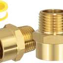 G 1/2 (BSP) Female Thread to US 1/2 NPT Male Thread Brass Pipe Fitting Adapter,G to NPT Adapter 1/2 Inch Converter Connector2 Pack