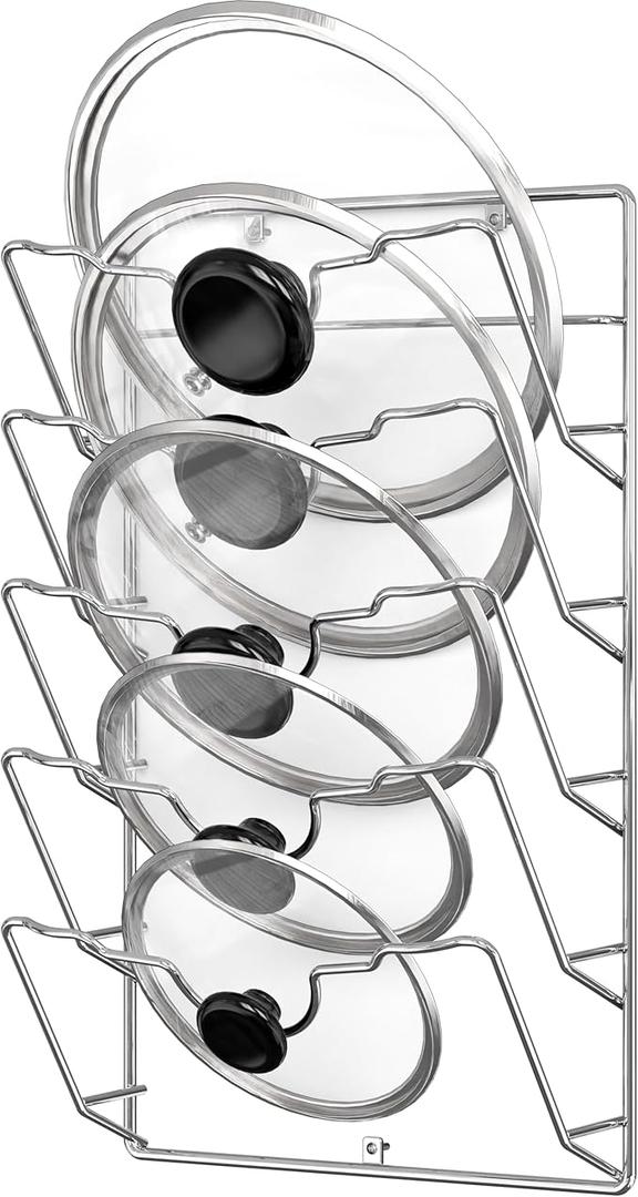 Simple Houseware Wall Door Mounted Pot Lid Rack, Chrome Finish 12 Pack