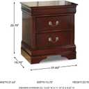 Signature Design by Ashley Alisdair Traditional 2 Drawer Nightstand, 23.75" Tall, Dark Brown, 21.63" W x 15.75" D x 23.75" H