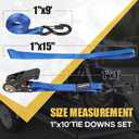 Ayaport Ratchet Straps Tie Downs, 1" x 10' Heavy Duty Ratchet Tie Down Straps, 1860lbs Break Strength, Larger Open S Hook W Safety Clip, Ratchet Strap for Motorcycle, Cargo, Truck Bed, Moving