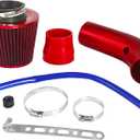 Generic Universal Car Cold Air Intake Filter Induction Pipe Power Flow Hose System Red, LK-AIF-001R