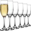 Champagne Flutes Set of 6 Exquisite Wine Glasses Elegant Plastic Champagne Flutes Perfect Wedding Gifts Thin and Stylish Design for Champagne Tasting(185ml)