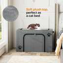 Honiakaka Cat Litter Box Enclosure with Cat Bed; Hidden Enclosure Litter Tray in Living Room, Bedroom, Corner; Kitten Washroom Fit Most of Litter Box; Large Pet Litter Box Pee Shield