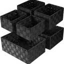 Woven Storage Baskets, Storage Bins, Cube Basket Container Baskets Storage Boxes Organizers for Clothes /Shelves/ Closet, Set of 6 (Black)