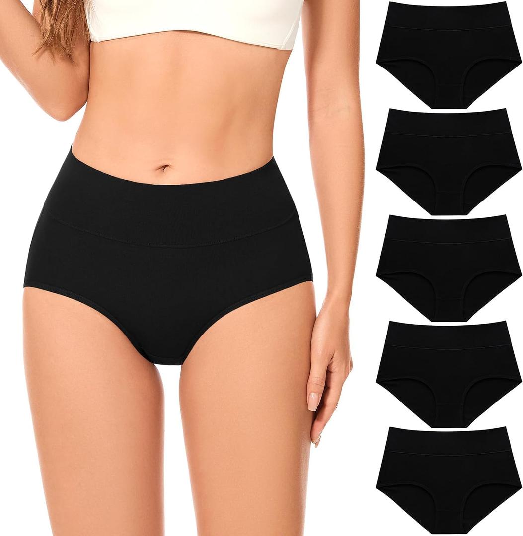 Womens Cotton Underwear Briefs for Women Ladies Panties (Black, M)