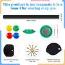 Mooliwe 6 Pieces 36 Inch Frameless Magnetic Stainless Iron Board Strips Bulletin Bar Magnetic Wall Board Memo Strip Set with 48 Pieces Colorful Magnets for School Office Home (Black)