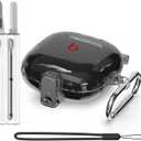 [Safety Lock] for Beats Fit Pro Case Cover,3 in 1 Cleaner Kit for Beats Fit Pro 2021,Accessories with Anti-Lost Keychain/Silicone Wrist Strap(Clear Black)