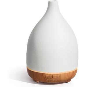 InnoGear Oil Diffuser, 300ML Ceramic Diffuser for Essential Oils Handcrafted Aromatherapy Diffuser Ultrasonic Cool Mist Humidifier with 4 Timers Waterless Auto Off for Room Office, White (Large)