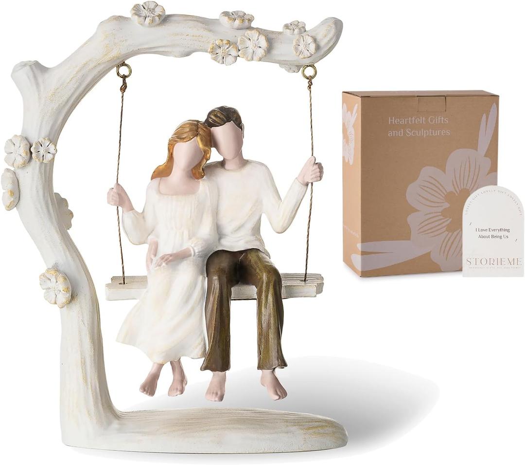 Storieme Anniversary Couple Gifts Figurine - Romantic in Love Statue Engagement Wedding Valentines Day Birthday Gift for Her Girlfriend Wife Parents