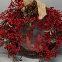 Red Berries Christmas Wreath for Front Door Artifcial Winter Wreath for Window Wall Decor (22inch)
