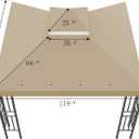 Sumfaller 10x10 FT Gazebo Replacement Canopy Top Cover Double Tiered Canopy Top Cover for Outdoor BBQ Roof Cover Grill Shelter (Brown)
