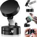 Vacuum Suction Magnetic Phone Mount,Double Sided Magnetic Suction Cup Phone Mount for Car/Mirror/Smooth Surface Foldable and Retractable Universal Cell Phone Holder Stand Mount for All Phones Black
