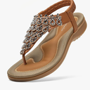 Littleplum Womens Sandals Arch Support Slingback Rhinestone Dressy Sandals Comfort Summer Shoes Ankle Strap Elastic Flats for Beach Walking