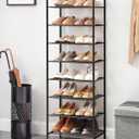 SONGMICS Narrow Shoe Rack, Sturdy 8 Tier Metal Tall Shoe Rack Shelf, Slim Shoe Storage Organizer for Closet Entryway Small Spaces, Vertical Shoe Stand Tower for 18 Pairs Shoes, Easy Assembly, Black