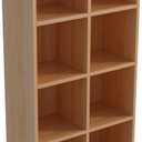 8-Cube Storage Shelf Bookcase - Wooden 4-Tier Floor Standing Open Bookshelf for Home and Office, Display Cabinet, Oak