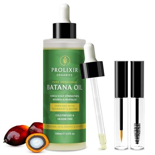 Batana Oil with Organic Rosemary & Biotin – Hair, Eyebrow & Eyelash Growth Serum – Nourishing Oil for Thicker, Fuller-Looking Hair, Brows & Lashes – Strengthens Roots & Conditions Dry Ends