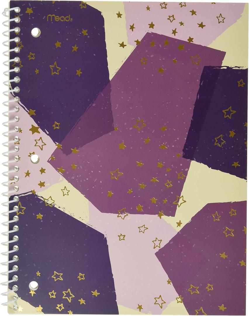 3 x Mead Spiral Notebooks, 1 Subject, College Ruled Paper, 70 Sheets, 10-1/2" x 7-1/2", Shape It Up, Design May Vary, 3 Pack (38191) (Assorted)