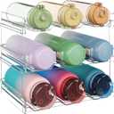 Lifewit Stackable Water Bottle Organizer for Cabinet, Water Bottle Holder, Kitchen Pantry Organization and Storage, Plastic Fridge Wine Racks, Tumbler Travel Mug Cup Holder, 3Pack, Hold 9 Bottles