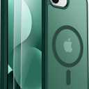 SPIDERCASE for iPhone 16e Case for iPhone 17e Case, Magnetic Translucent Matte Case with 2PCS Tempered Glass Screen Protector Slim Phone Case for iPhone 16E/17E 6.1'',Forest Green