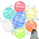 Reusable Water Balloons for Kids & Adults, 7 Pack Refillable Silicone Water Balloons  Quick Fill, Self Sealing Water Balloon for Pool, Summer Toys Beach Toys for Outdoor Idea Gift, Party Supplies