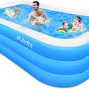 Inflatable Swimming Pool efubaby 120" X 72" X 22" Blow up Pool Full Sized Inflatable Pools Kiddie Toddler Family Backyard Pools for Adults Kids Age 3 + Light Blue