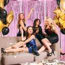 3 x Valentines Day 3 Pack 3.3 * 8.3 ft Foil Curtain Metallic Tinsel Fringe Curtains Photo Booth Props Backdrop for Birthday Wedding Engagement Baby Shower Christmas Holiday Celebration Partyl,Pink