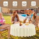 Sancua Round Tablecloth 120 Inch Diameter, 8 Pack - Circle Polyester Fabric Table Cloth for Party Reception Banquet Birthday, Washable Formal Table Cover (Fit 48-96 Inch Tables), Beige