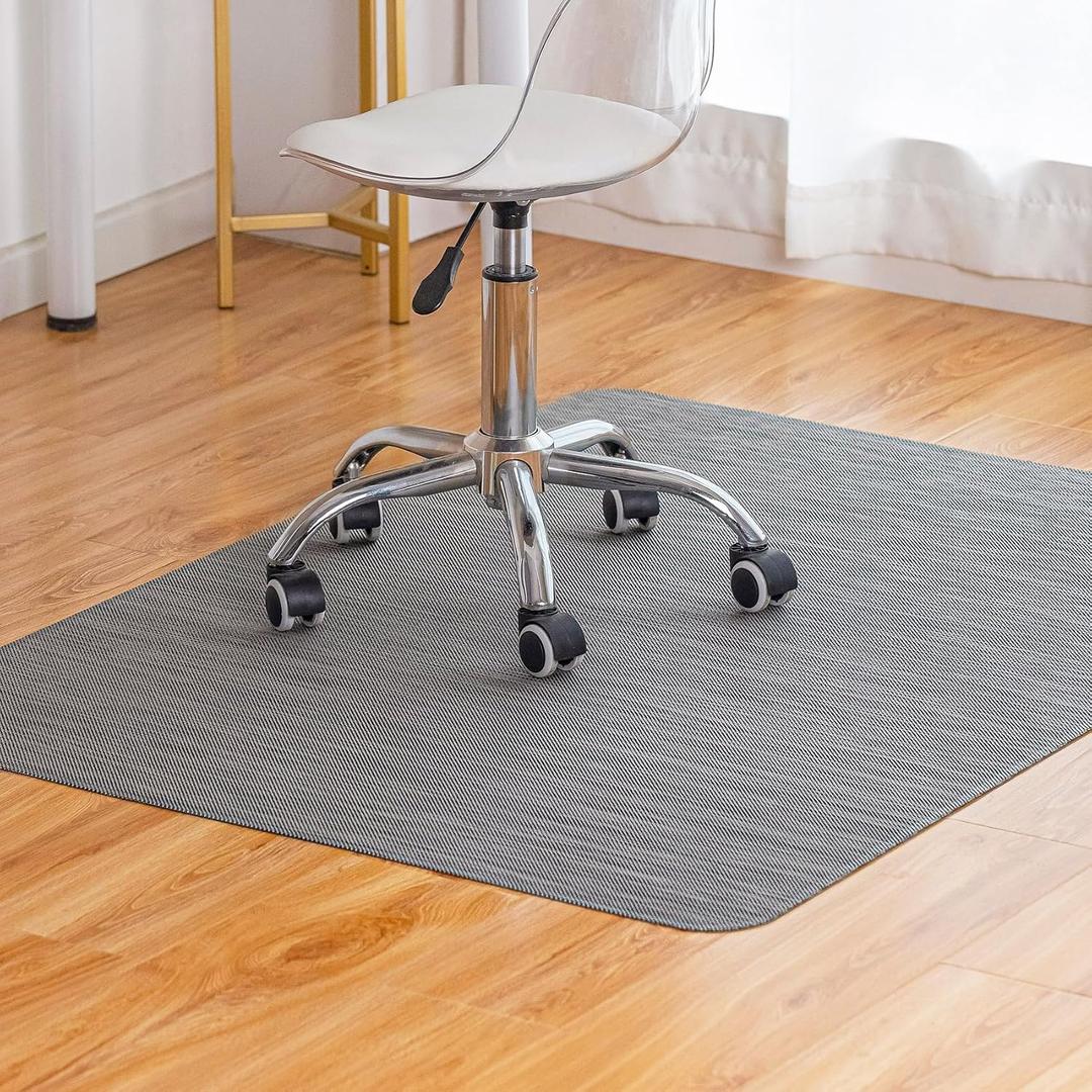Baroyal Office Chair Mat for Hardwood Floor Under Desk Computer Rolling Chair Mat for Wood/Tile Floor Non-Slip Heavy Duty Desk Rug PVC Plastic Hard Floor Protector 48" x 60" (Gray)