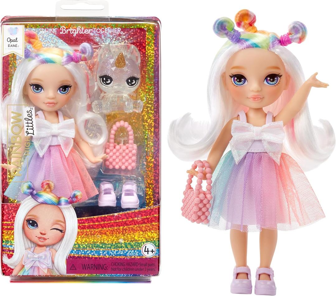 Rainbow High Littles  Opal Raine, Rainbow 5.5" Posable Small Doll with Purse, Magical Pet Unicorn, Girls Toy Gift, Kids Ages 4-12 Years (One Size)
