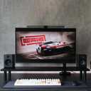 Bamboo Dual Monitor Stand Riser, Supports 2 Monitors, Printer, Heavy TV up to 300 lbs and 75 Inches (Black)