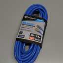 Southwire Coldflex Light Duty Extension Cord - 16/3 Gauge SJTW - Lighted Ends for Power Visibility - Reinforced Blades for Safety - Flexible in Extreme Cold - Blue - 25 Feet
