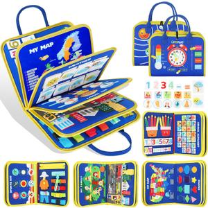 URMYWO Busy Board - Montessori Toys for 1 2 3 4 Year Old, Busy Book Toddler Activities with Fine Motor Skills, Autism Sensory Toys Gifts for Boys Girls, Travel Toys for Road Trip Plane Car