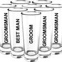 Groomsmen Shot Glasses Set of 8-2oz Heavy Base Shot Glasses for Whiskey, Tequila, Vodka - Unique Groomsmen Gifts, Bachelor Party Favors